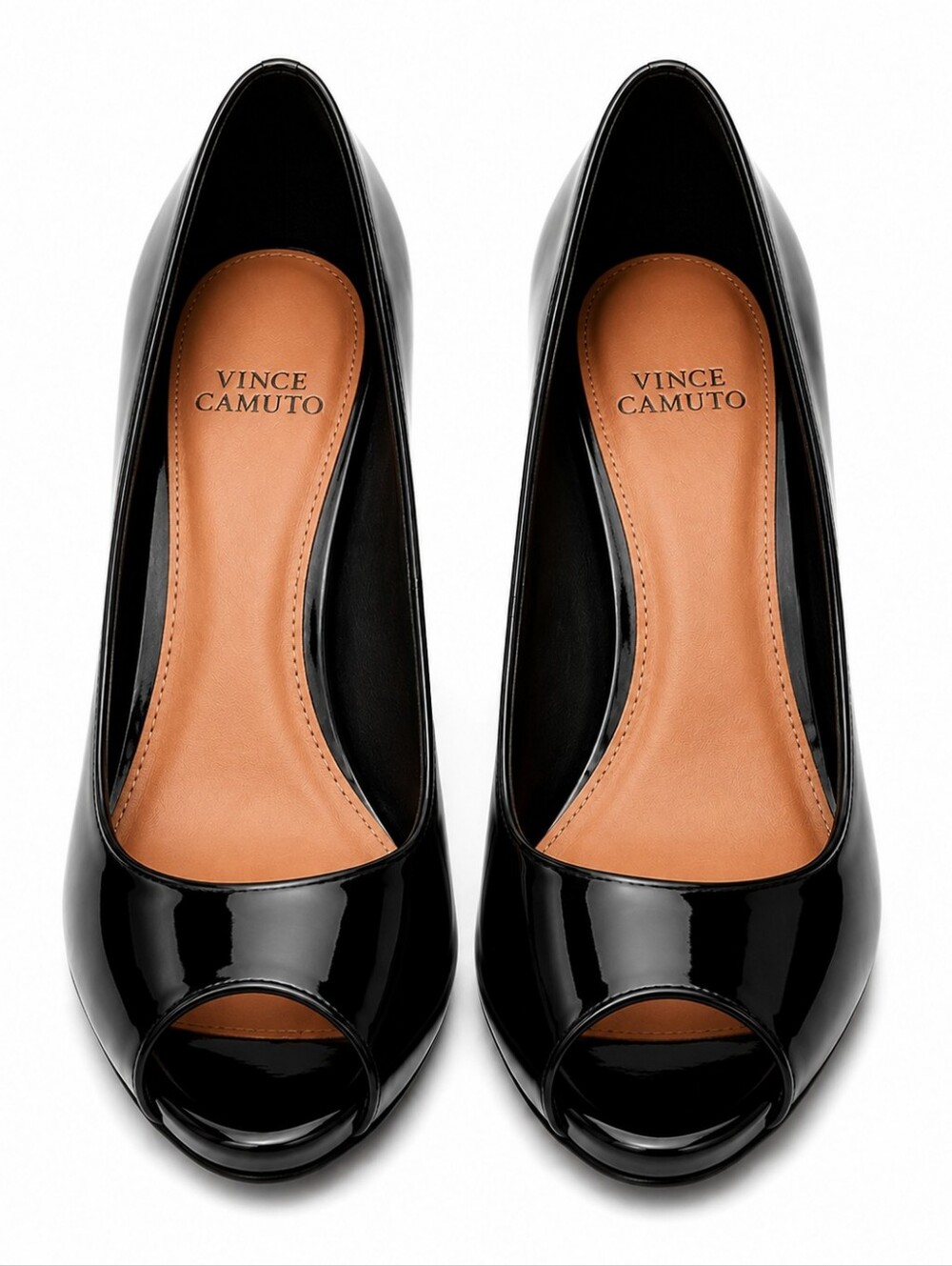 Vince Camuto Womens Glossy Black Peep-Toe Heels 7.5